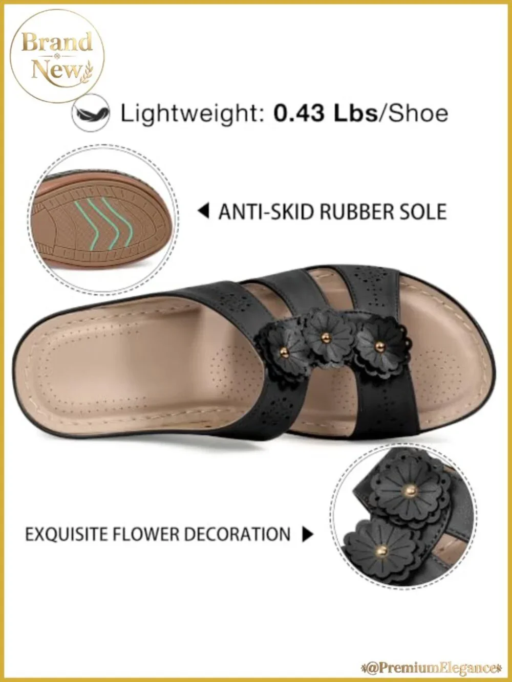 Women's Faux Leather Platform Slide Sandals Comfortable Wedge Walking Shoes